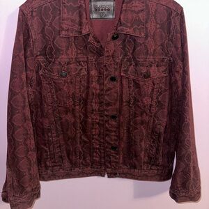 Blank NYC Burgundy Snake Print Denim Jacket